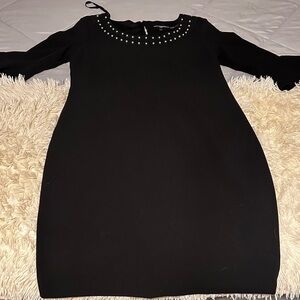 Karl Lagerfeld Black Dress with Studded Neckline